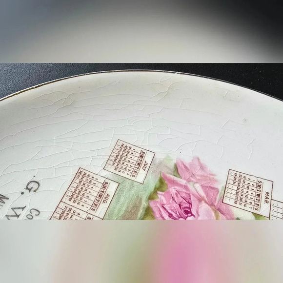 1914 Advertising Calendar Plate • G.W. Perry of Milburn, KY • Crown Pottery - Picture 5 of 6